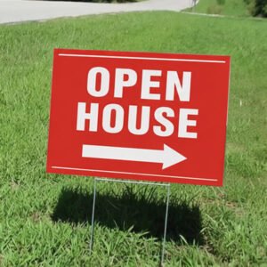 Custom Printed PP Commercial Yard Signs | Waterproof Outdoor Lawn Signs with Wire Stakes for Garage Sales
